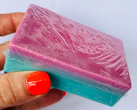 Blue and pink bubble gum soap 