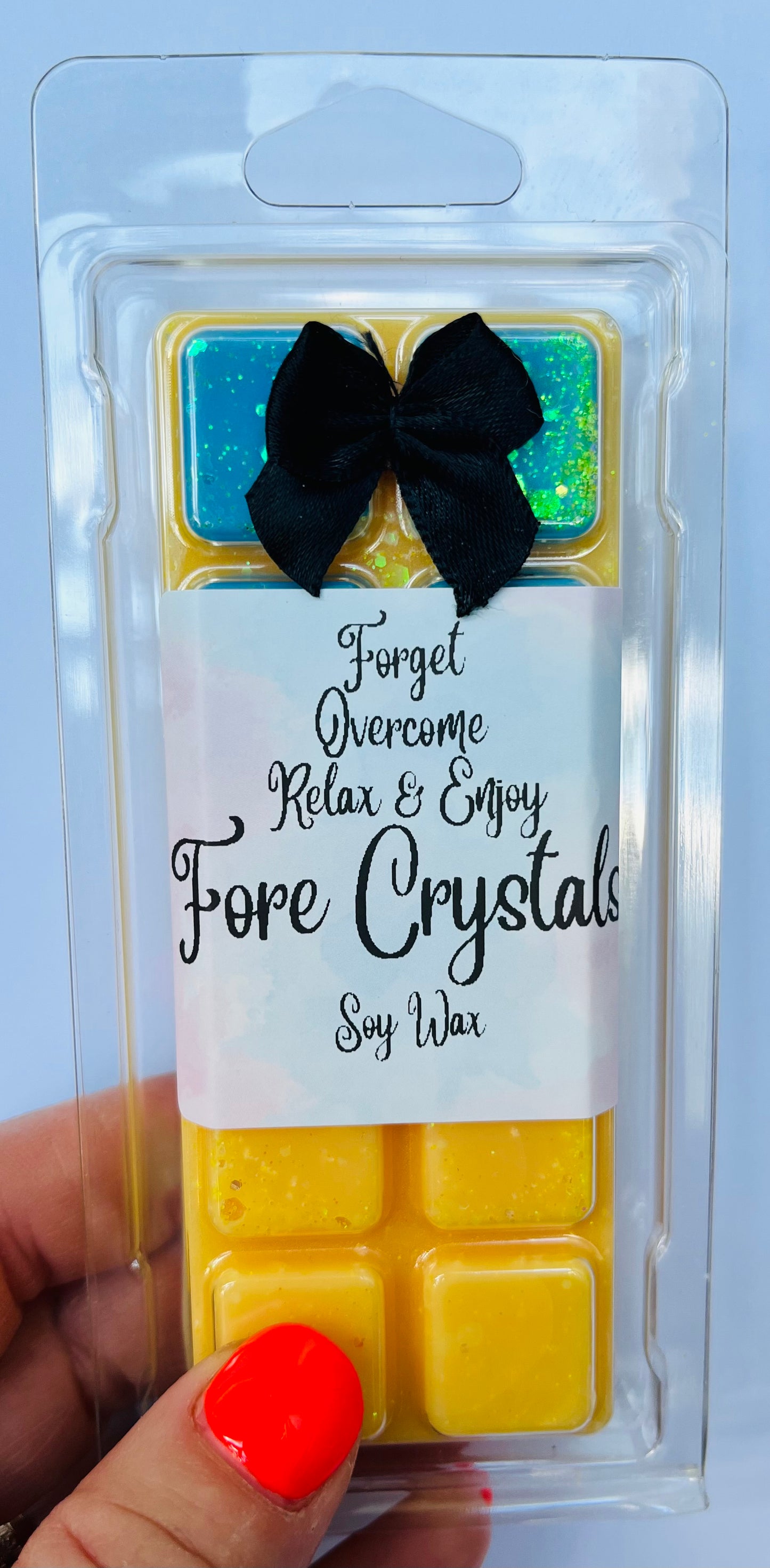 yellow and blue soy wax melt 